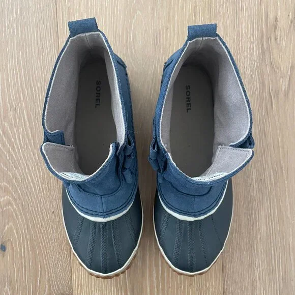 Sorel Boots Women 7 Shoes Out ‘N About Duck Waterproof Navy Blue Dark Mountain - Picture 10 of 13